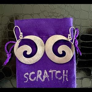 Scratch 925 Sterling Silver Large Swirl Earrings with storage bag